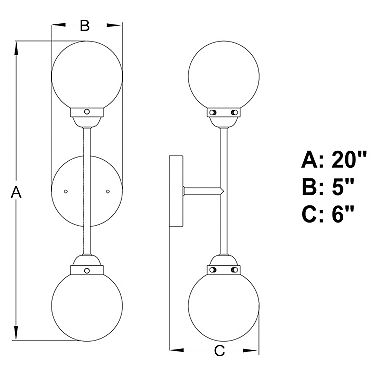 Orbit Brass and Oil Rubbed Bronze Industrial MCM Wall Sconce Light Clear Glass Globe