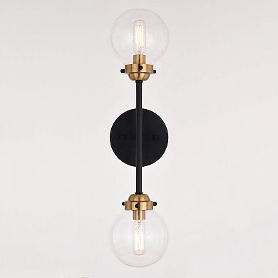 Orbit Brass and Oil Rubbed Bronze Industrial MCM Wall Sconce Light Clear Glass Globe