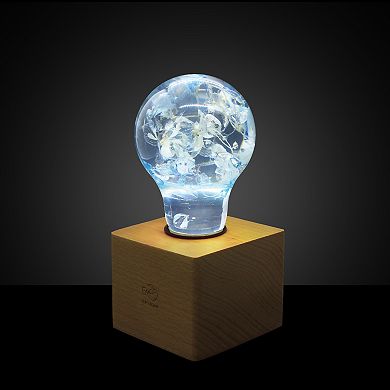 EP LIGHT 6.3" Blue Hydrangea Wooden Lamp