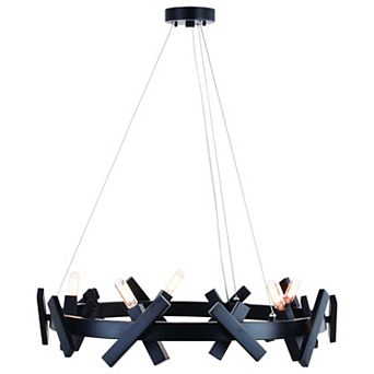 Wells 5 Light Matte Black Contemporary Wheel Chandelier