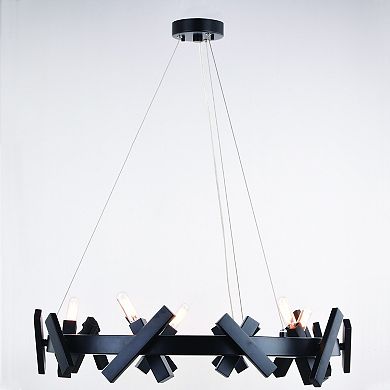Wells 5 Light Matte Black Contemporary Wheel Chandelier