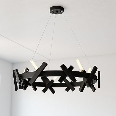 Wells 5 Light Matte Black Contemporary Wheel Chandelier