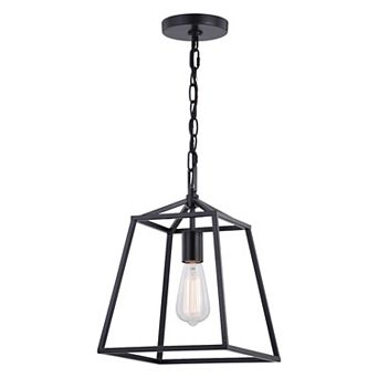 Hayes Black Farmhouse Cage Pendant Lantern Ceiling Light Fixture