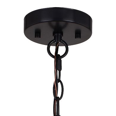 Burien 4L Black and Ash Farmhouse Drum Cage Pendant Light