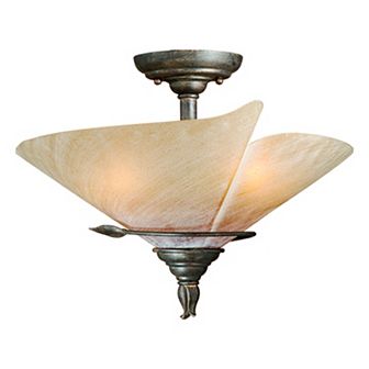 Capri 15 in W Bronze Rustic Vine Semi Flush Mount Ceiling Light