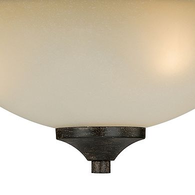 Halifax 14.5-in W Bronze Rustic Bowl Semi Flush Mount Ceiling Light Cream Glass