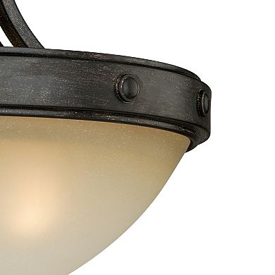 Halifax 14.5-in W Bronze Rustic Bowl Semi Flush Mount Ceiling Light Cream Glass