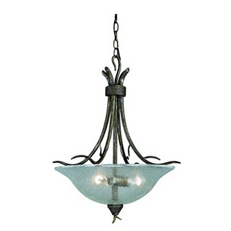 Monterey 3 Light Bronze Rustic Branch Bowl Pendant Clear Glass