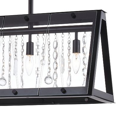 Tremont 5L Crystal Black Urban Loft Linear Chandelier Island Pendant Light Fixture