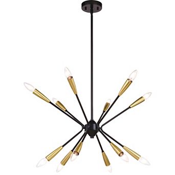 Ellis 12L Black and Brass Sputnik Mid-Century Modern Pendant Light