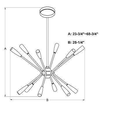 Ellis 12L Black and Brass Sputnik Mid-Century Modern Pendant Light