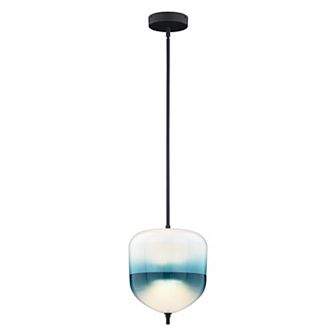 Somerset LED Bronze Mini Pendant Ceiling Light Blue and White Glass