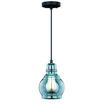 Millie Bronze Farmhouse Jar Mini Pendant Ceiling Light Smoke Blue Glass