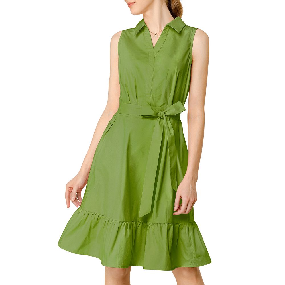 Solid Color Ruffled Hem Casual Dress