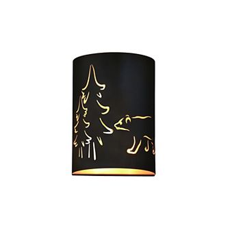 Katmai 2 Light Bronze Gold Rustic Bear Tree Flush Wall Sconce