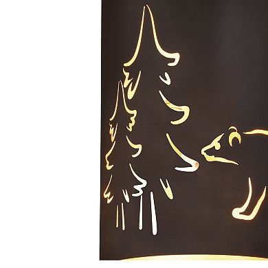 Katmai 2 Light Bronze Gold Rustic Bear Tree Flush Wall Sconce