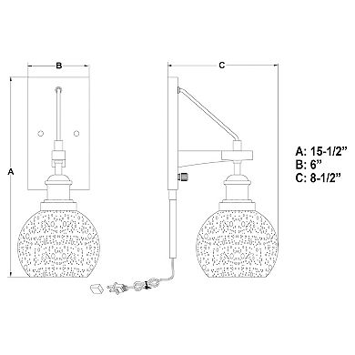 Avondale 6-in Satin Nickel and Wood Farmhouse Plug In Wall Sconce Reading Light, Clear Seed Glass Globe, On/Off Switch