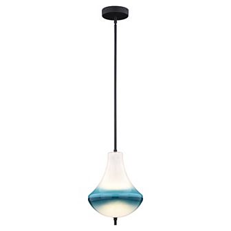Somerset LED Bronze Mini Pendant Ceiling Light Blue and White Glass