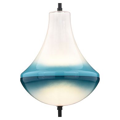 Somerset LED Bronze Mini Pendant Ceiling Light Blue and White Glass