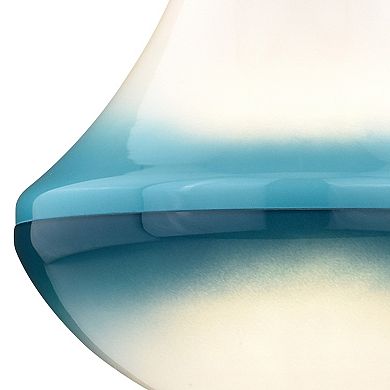 Somerset LED Bronze Mini Pendant Ceiling Light Blue and White Glass