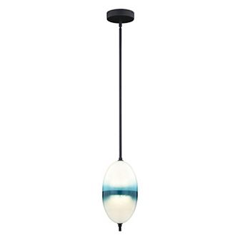 Somerset LED Bronze Mini Pendant Ceiling Light Blue and White Glass