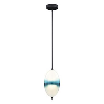 Somerset LED Bronze Mini Pendant Ceiling Light Blue and White Glass