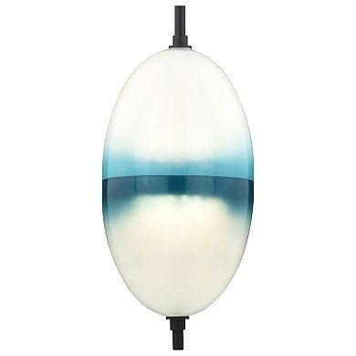 Somerset LED Bronze Mini Pendant Ceiling Light Blue and White Glass