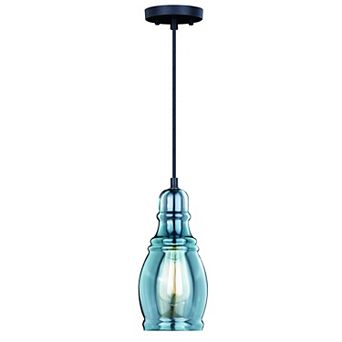 Millie Bronze Farmhouse Jar Mini Pendant Ceiling Light Smoke Blue Glass