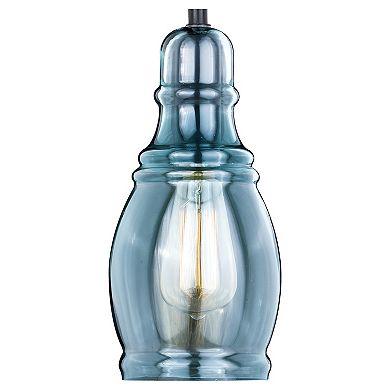 Millie Bronze Farmhouse Jar Mini Pendant Ceiling Light Smoke Blue Glass