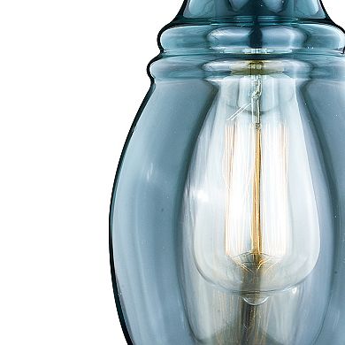 Millie Bronze Farmhouse Jar Mini Pendant Ceiling Light Smoke Blue Glass