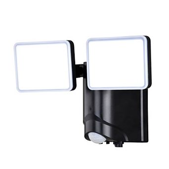 Sodo Plug-In Black Integrated LED Motion Sensor Dusk to Dawn Outdoor Security Flood Light