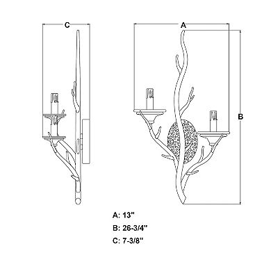 Monterey 2 Light Bronze Rustic Branch Candle Wall Sconce