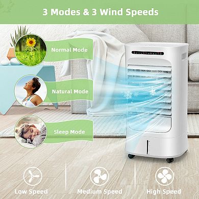 4-in-1 Portable Evaporative Air Cooler with Timer and 3 Modes-White