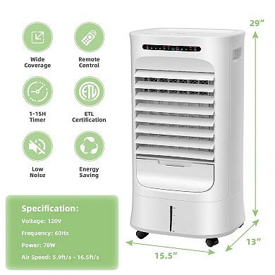4-in-1 Portable Evaporative Air Cooler with Timer and 3 Modes-White