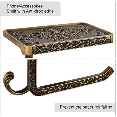 Toilet Paper Holder with Telephone Shelf Aluminum Alloy Tissue Holder