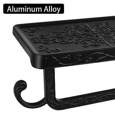 Toilet Paper Holder with Telephone Shelf Aluminum Alloy Tissue Holder
