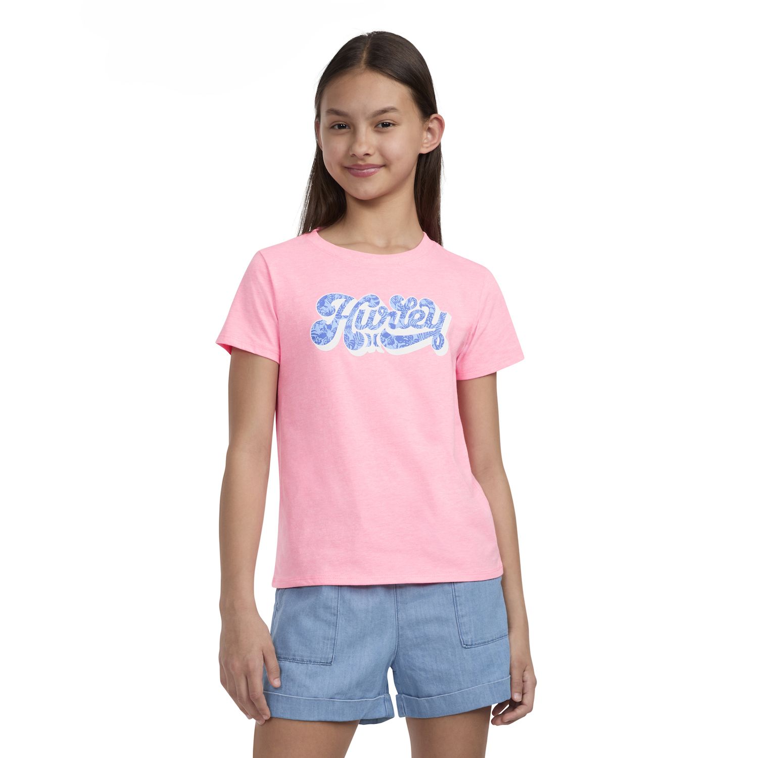 Hurley Girls' Front Tie Graphic T-Shirt - Soft Jersey, Short Sleeve, Knotted Detail - View #6