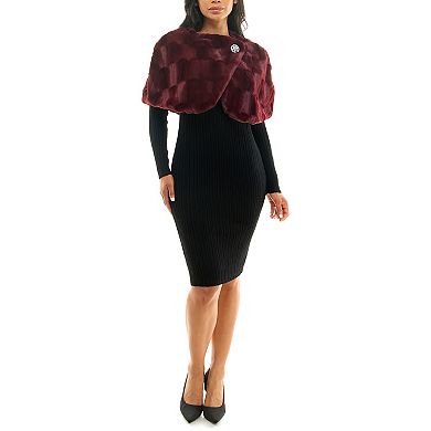 Women's Nina Leonard Faux Fur Caplet