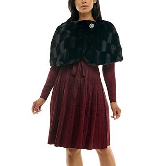 Women's Nina Leonard Faux Fur Gradient Design Caplet