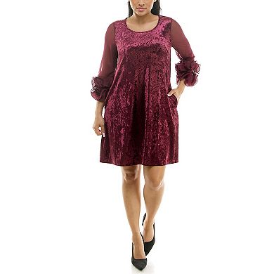 Women's Nina Leonard Crushed Velvet Trapeze Dress