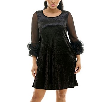 Women's Nina Leonard Crushed Velvet Trapeze Dress