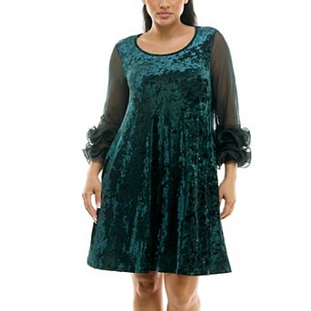 Women's Nina Leonard Crushed Velvet Trapeze Dress