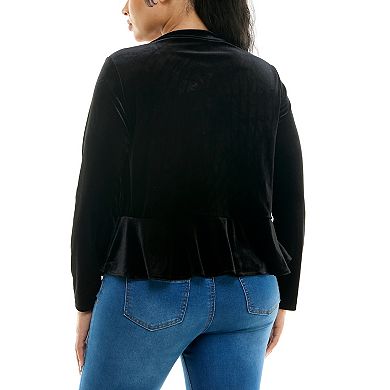 Women's Nina Leonard Crushed Velvet Ruffle-Front Bolero