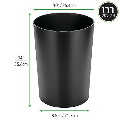 mDesign Small Steel 4 Gallon Round Trash Wastebasket Garbage Bin