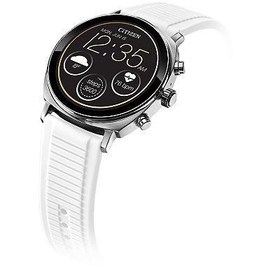 Citizen CZ Smart Touchscreen Unisex Stainless Steel Smart Watch with White Silicone Strap - MX100-28X