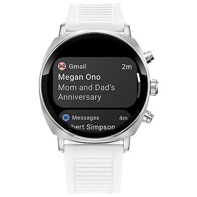 Citizen CZ Smart Touchscreen Unisex Stainless Steel Smart Watch with White Silicone Strap - MX100-28X