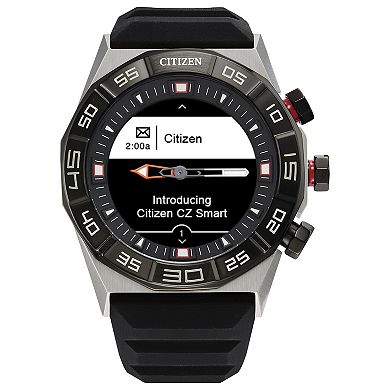 Citizen CZ Smart Unisex Stainless Steel Hybrid Smart Watch with Black Silicone Strap - JX2007-09E