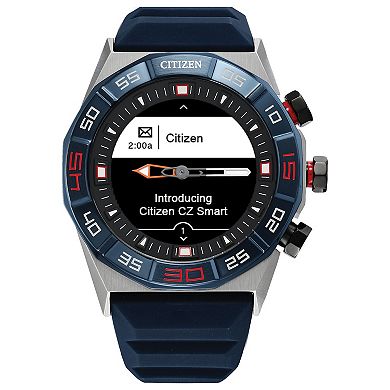 Citizen CZ Smart Unisex Stainless Steel Hybrid Smart Watch with Blue Silicone Strap - JX2008-06E