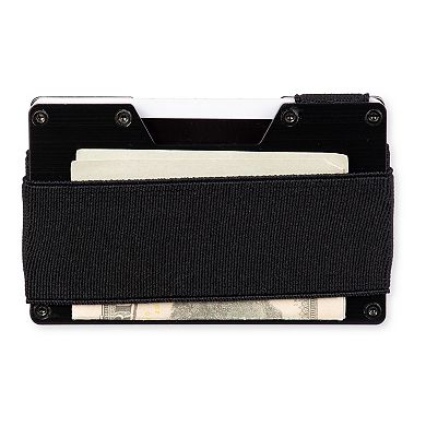 Men's Exact Fit RFID-Blocking Hardside Card Case Wallet with Removable Elastic Strap