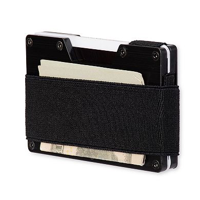 Men's Exact Fit RFID-Blocking Hardside Card Case Wallet with Removable Elastic Strap